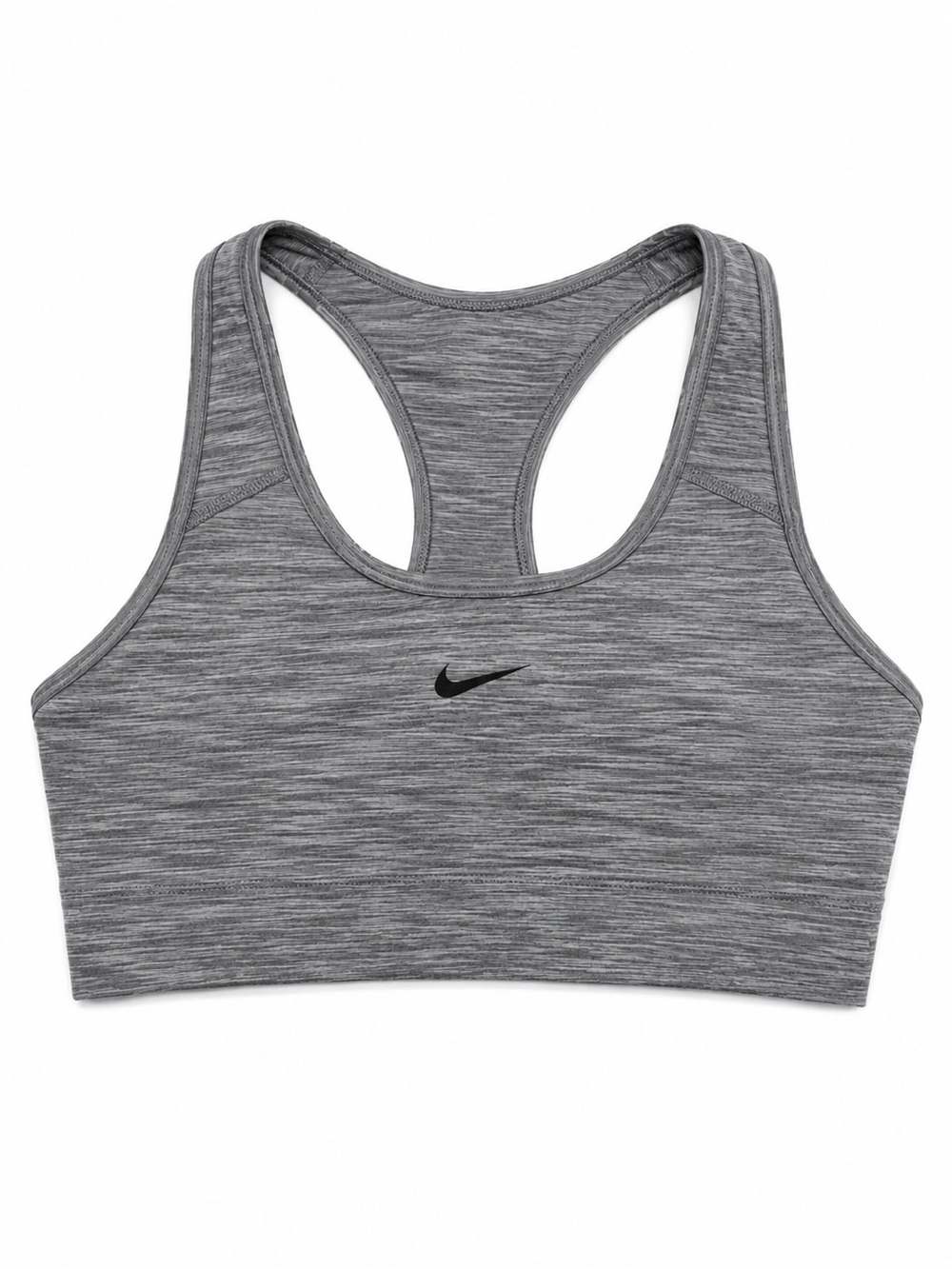 Nike Dri-FIT Gray Racerback Sports Bra Women’s Medium Black Swoosh